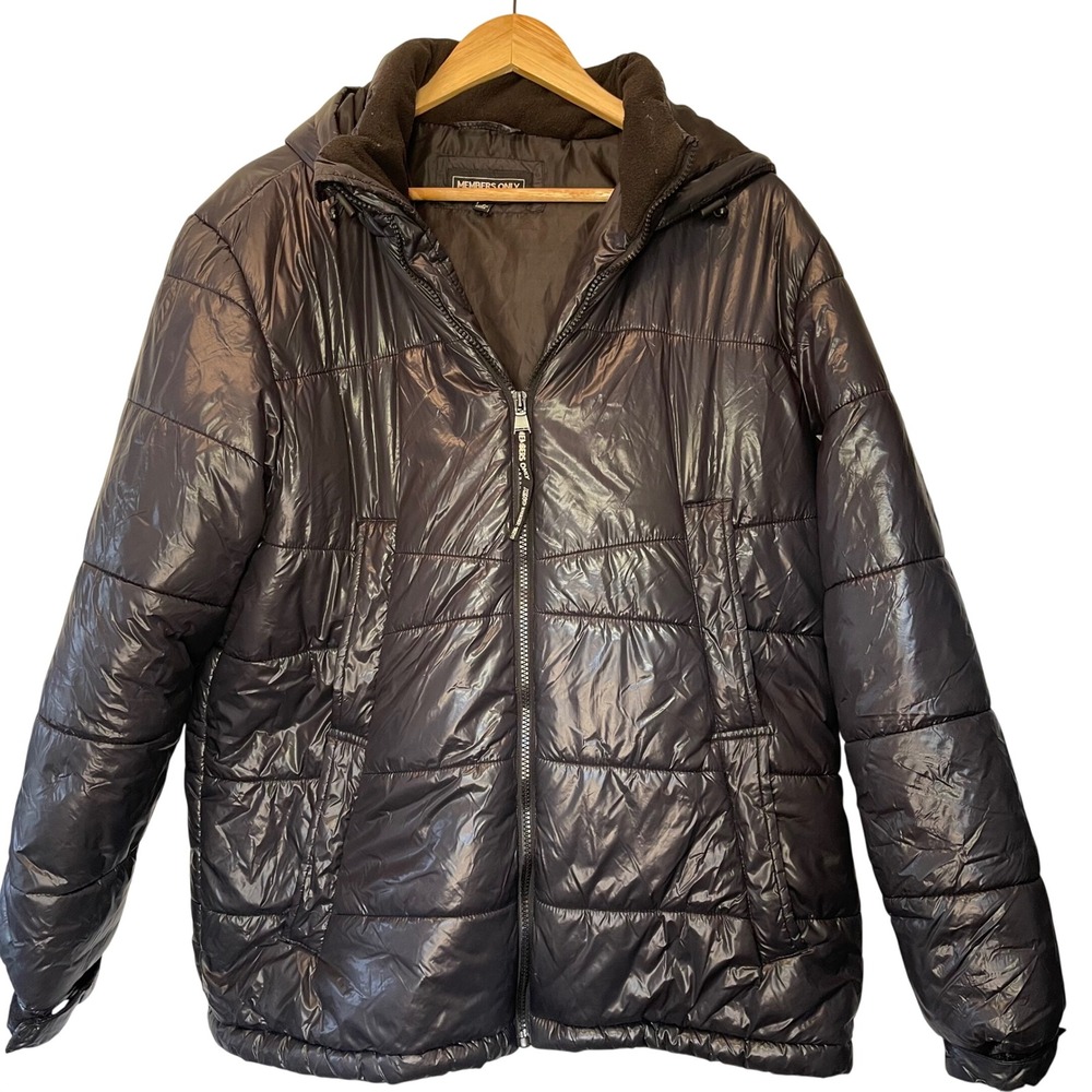Members Only Mens Black Puffer Hooded‎ Jacket Small Coat Gorpcore Sreetwear Warm